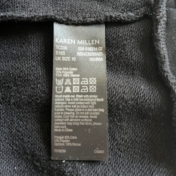 KAREN MILLEN Floral Embroidered Black Casual Cotton Balloo Sleeve Sweatshirt Top - Picture 14 of 16